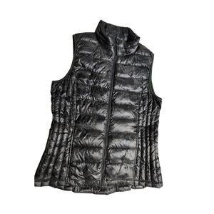 32 Degrees Weatherproof Camouflage Black Green Down Vest Women Medium Like New